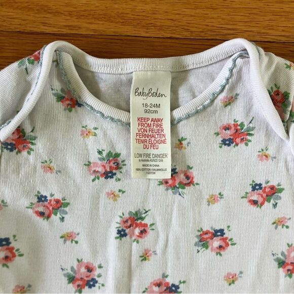 Baby Boden Mini Pink Yellow Stripes Floral Cotton Long Sleeve Bodysuits 18-24 - Picture 12 of 16